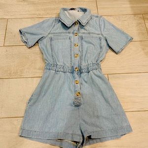 Women Zara Denim light blue jumpsuit Romper Shorts
